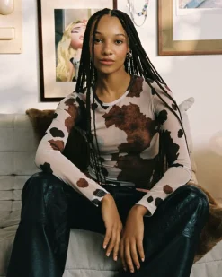 Nude Project Animalie Mesh Top Cow Discount