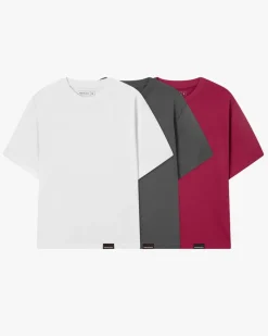 Nude Project Basic Tee White/Ash/Burgundy 3Xpack Outlet