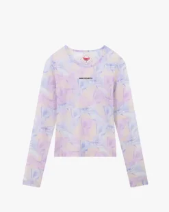 Nude Project Bow Mesh Top Lilac New