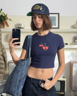 Nude Project Cerise Top Navy Clearance