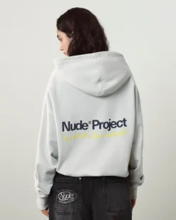 Nude Project Cult Hoodie Washed Light Grey Outlet