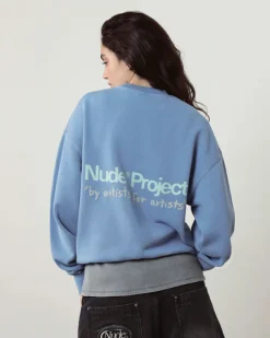 Nude Project Cult Sweatshirt Washed Stone Blue Sale
