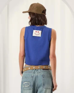 Nude Project Cutie Apple Knit Vest Blue New