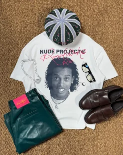 Nude Project Face Tee White New