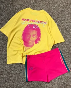 Nude Project Face Tee Yellow New