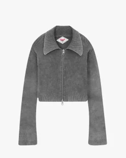 Nude Project First Class Zip-Up Knit Cardigan Ash New