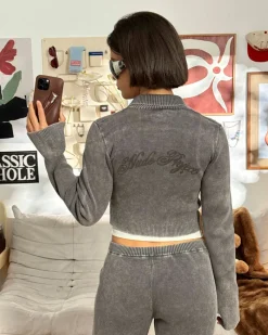 Nude Project First Class Zip-Up Knit Cardigan Ash New