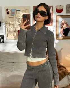 Nude Project First Class Zip-Up Knit Cardigan Ash New