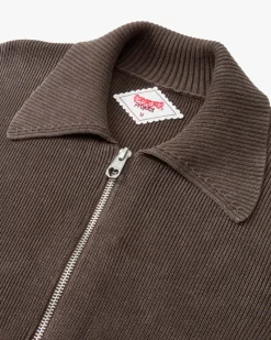 Nude Project First Class Zip-Up Knit Cardigan Brown Outlet