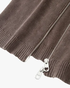 Nude Project First Class Zip-Up Knit Cardigan Brown Outlet