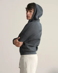 Nude Project Global Soon Waffle Zip-Up Hoodie Ash New