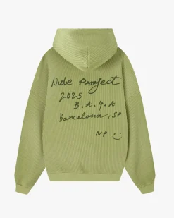 Nude Project Global Soon Waffle Zip-Up Hoodie Green New