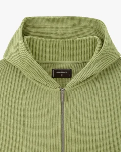 Nude Project Global Soon Waffle Zip-Up Hoodie Green New