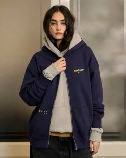Nude Project Global Soon Zip-Up Hoodie Navy Discount