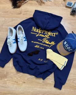 Nude Project Global Soon Zip-Up Hoodie Navy Discount