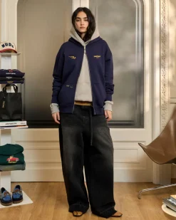 Nude Project Global Soon Zip-Up Hoodie Navy Discount