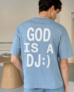 Nude Project God is a DJ Tee Baby Blue Best