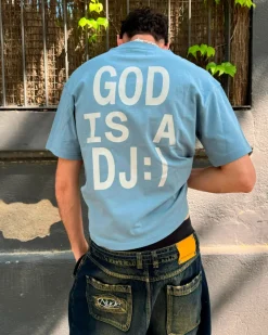 Nude Project God is a DJ Tee Baby Blue Best