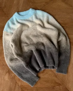 Nude Project Gradient Cozy Knit Sweater Baby Blue Outlet