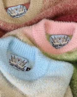 Nude Project Gradient Cozy Knit Sweater Baby Blue Outlet