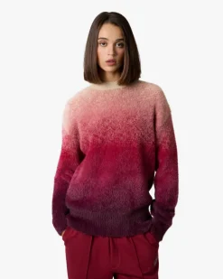 Nude Project Gradient Cozy Knit Sweater Red New