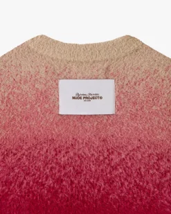 Nude Project Gradient Cozy Knit Sweater Red New