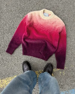 Nude Project Gradient Cozy Knit Sweater Red New