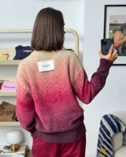 Nude Project Gradient Cozy Knit Sweater Red New