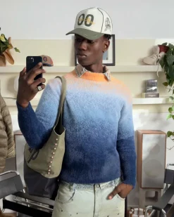 Nude Project Gradient Cozy Knit Sweater Orange Clearance