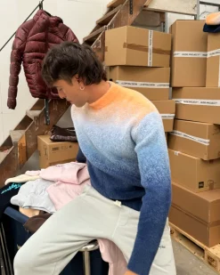 Nude Project Gradient Cozy Knit Sweater Orange Clearance