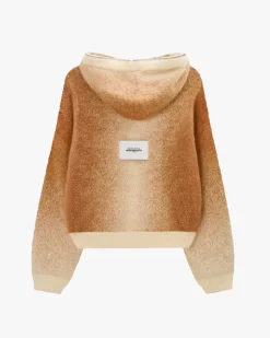 Nude Project Gradient Zip-Up Knit Hoodie Brown Clearance