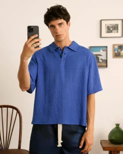 Nude Project Half Polo Blue Sale