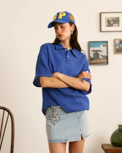 Nude Project Half Polo Blue Sale