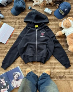 Nude Project Heartbroken Zip-Up Hoodie Black Sale