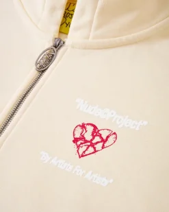 Nude Project Heartbroken Zip-Up Hoodie Marshmallow Discount