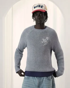 Nude Project Jonion Knit Sweater Blue Melange Clearance