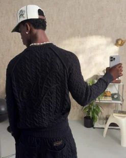 Nude Project La Nonna Cable Knit Sweater Black Outlet