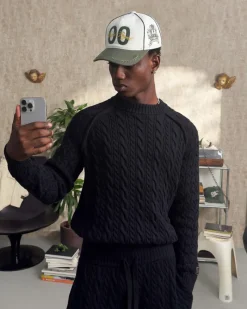 Nude Project La Nonna Cable Knit Sweater Black Outlet