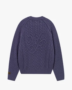 Nude Project La Nonna Knit Cable Sweater Navy Outlet