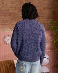 Nude Project La Nonna Knit Cable Sweater Navy Outlet