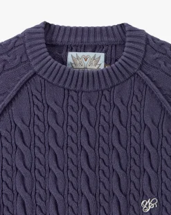 Nude Project La Nonna Knit Cable Sweater Navy Outlet