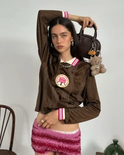 Nude Project Lace Football Polo Brown Online