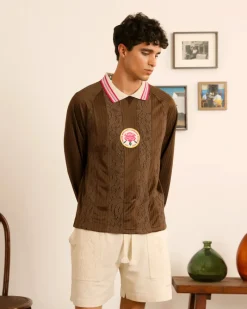 Nude Project Lace Football Polo Brown Online