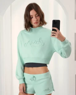 Nude Project Lacy Cropped Sweatshirt Green Online