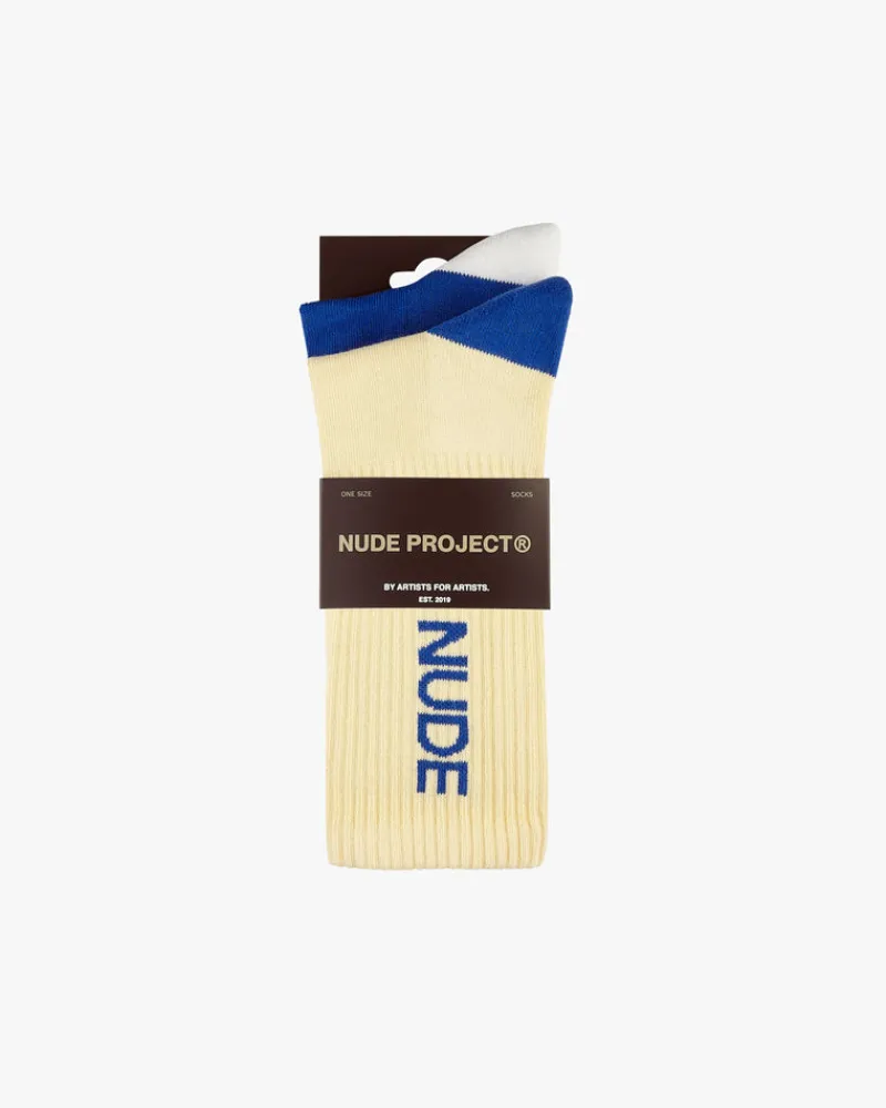 Nude Project Logo Socks Blue/Yellow 2Xpack Clearance