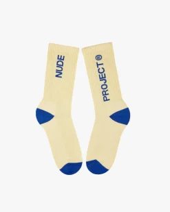 Nude Project Logo Socks Blue/Yellow 2Xpack Clearance