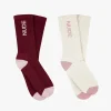 Nude Project Logo Socks White/Burgundy 2Xpack Sale
