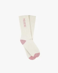 Nude Project Logo Socks White/Burgundy 2Xpack Sale