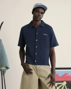 Nude Project Marbella Waffle Shirt Navy Outlet