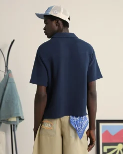 Nude Project Marbella Waffle Shirt Navy Outlet